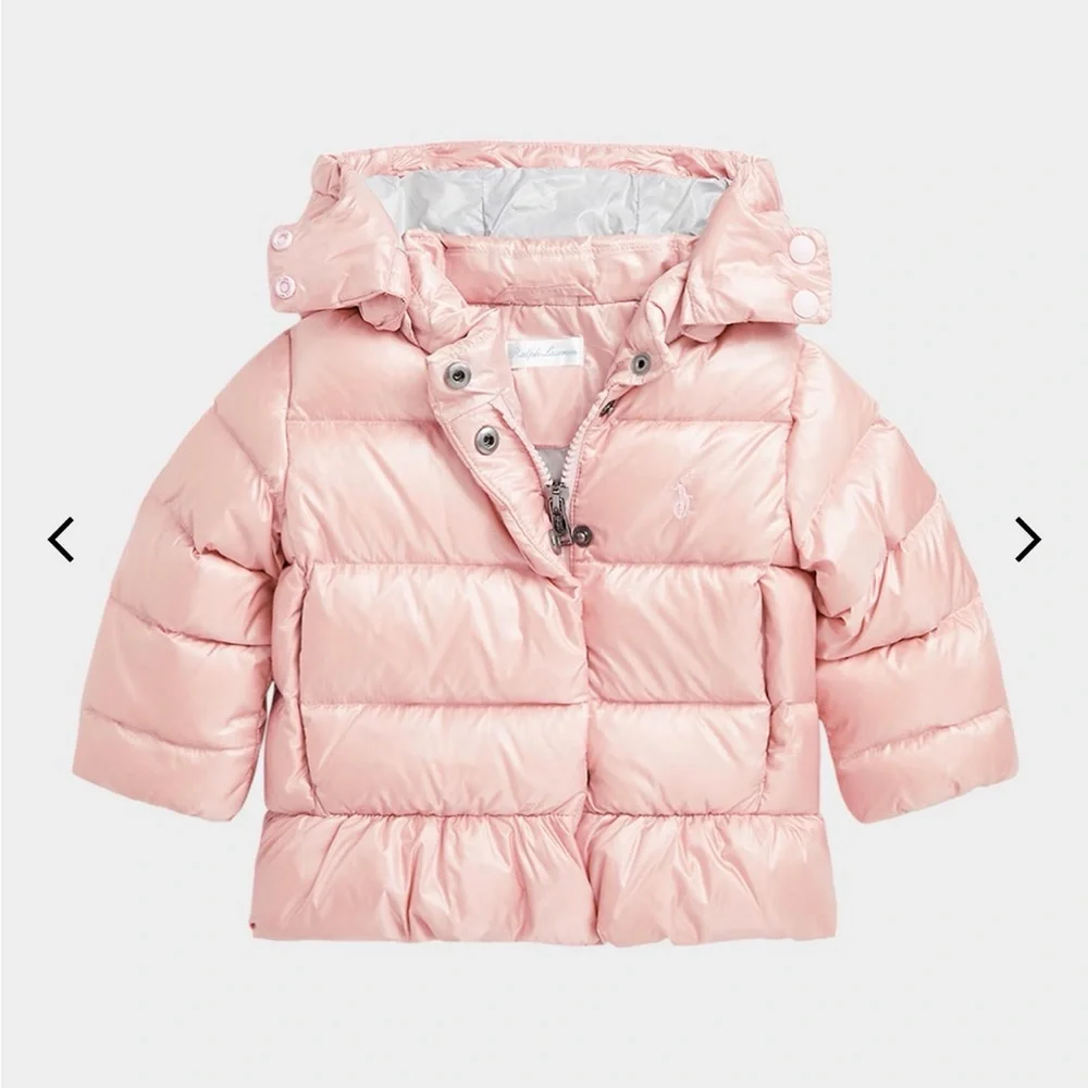 Ralph Lauren Girls' Pale Pink Hooded Puffer Jacket